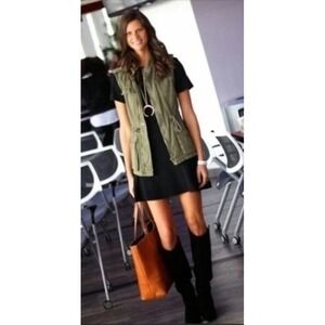 Army Green Vest Womens L Utility Military Lightweight Sleeveless Cargo Pockets